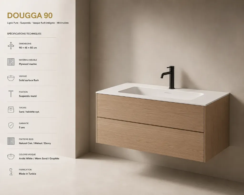 [BAR-D70] BARARUS DOUGGA 70 — Meuble suspendu compact en plywood & solid surface