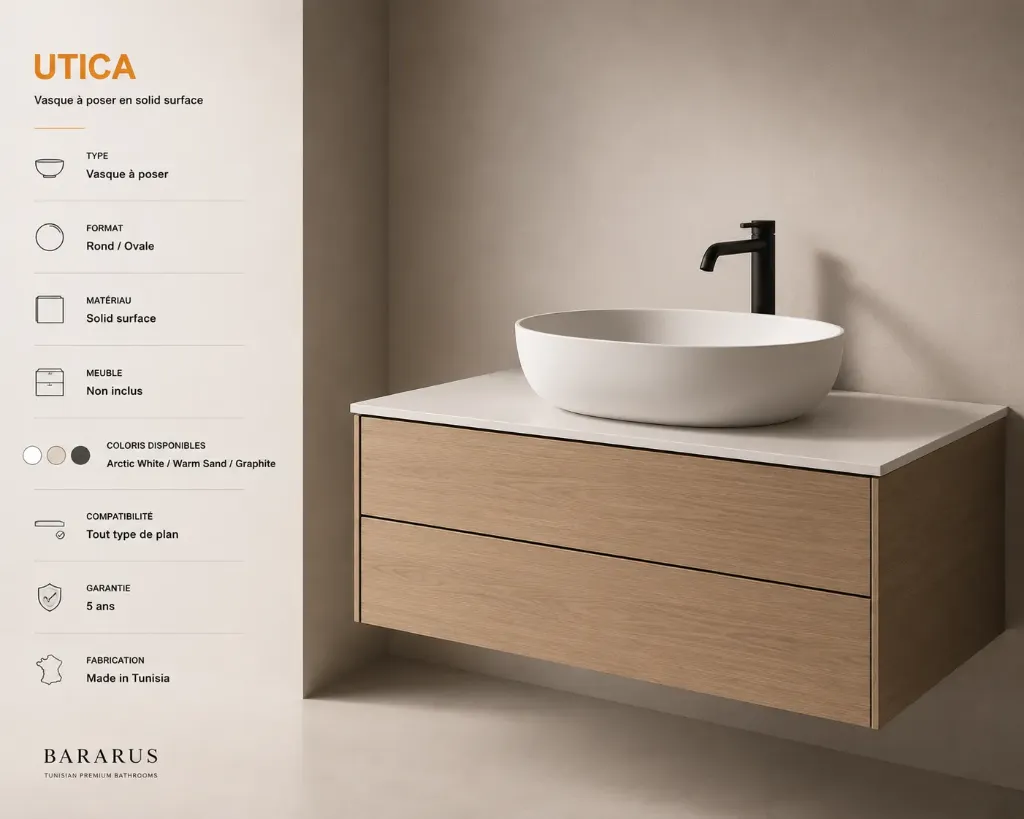 BARARUS UTICA — Vasque à poser en solid surface